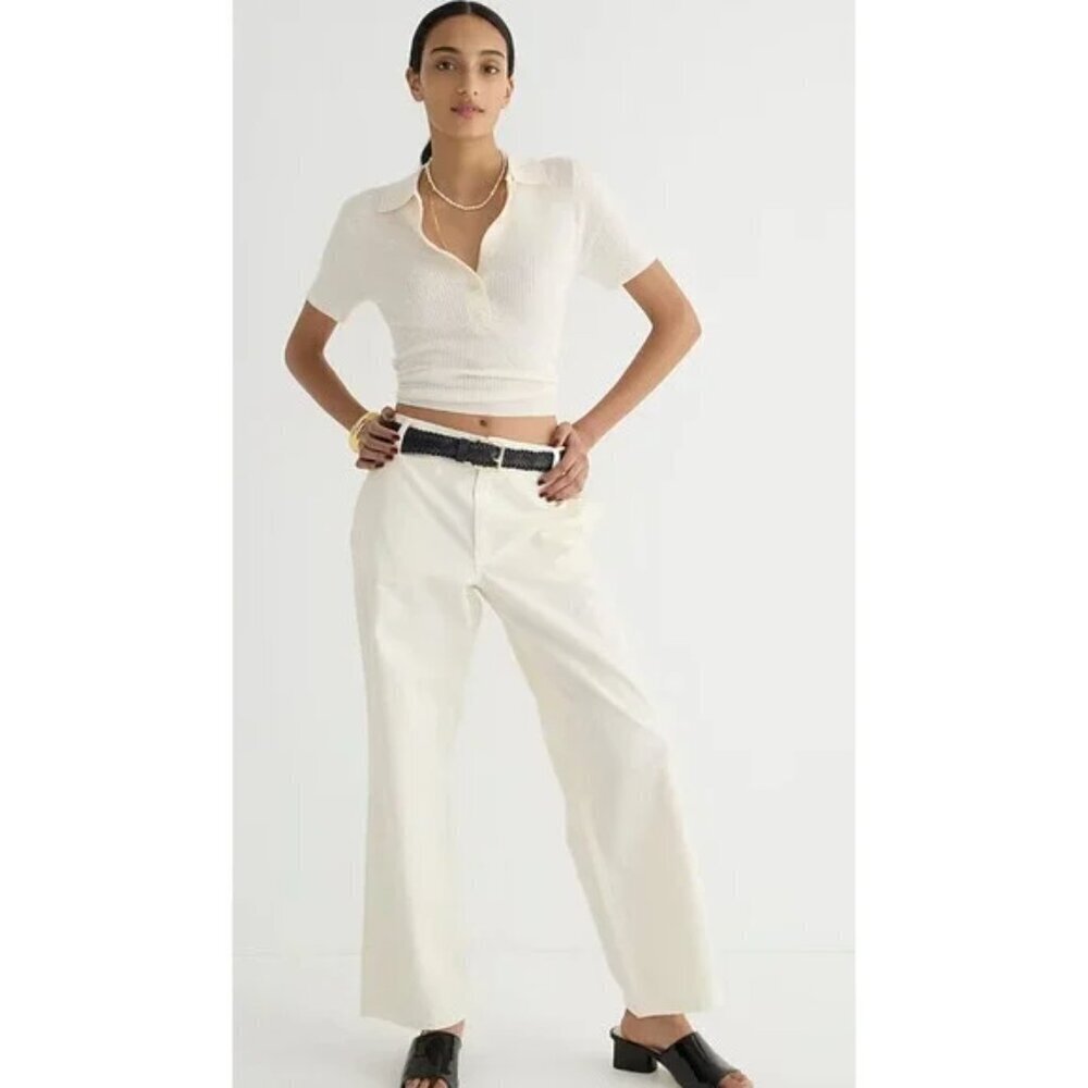 J Crew Sailor Heritage Wide Leg Cream Chino Pants -NWT